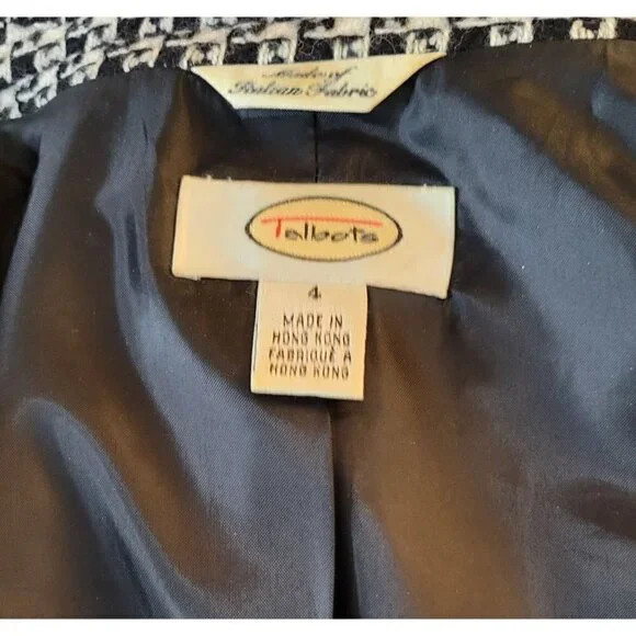 TALBOTS B&W Wool Btn-Up Blazer - Picture 6 of 7